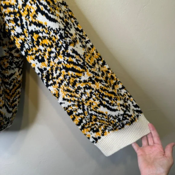Rachel Comey Animal Print Wide Long Sleeve Wool Blend Stretch Fall Knit Sweater - Picture 8 of 14